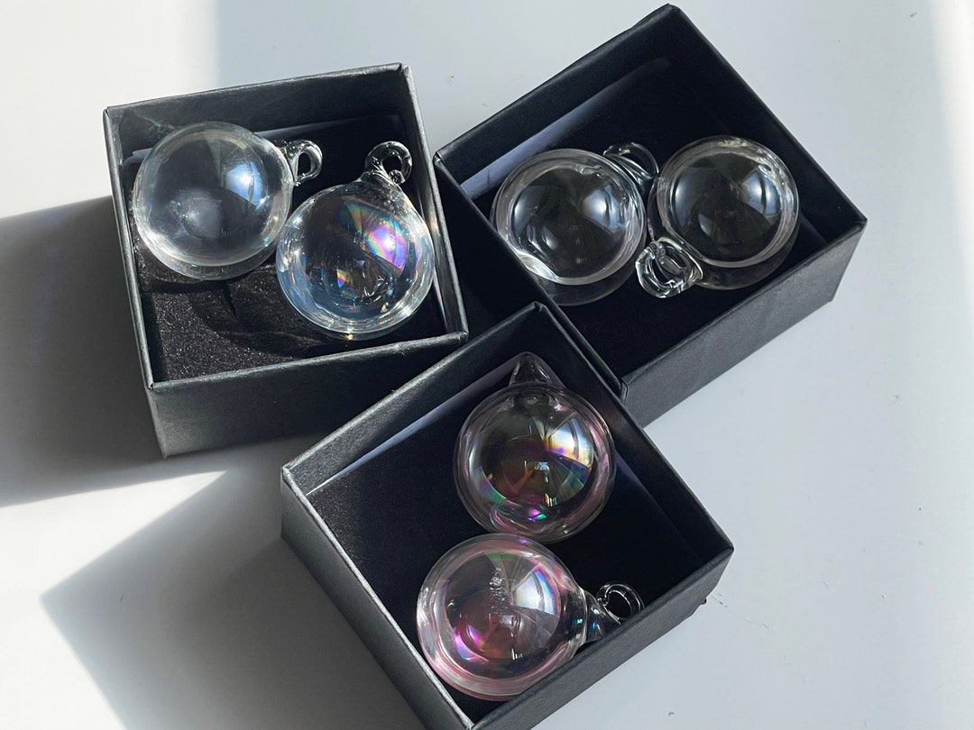 2pcs Large Glass Ball Pendant/ Water in Glass Bubble Jewelry Dangle for