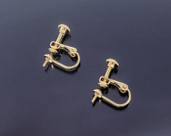 1 pair 18k Gold Screw Back Non-Pierced Earring Findings/ Clip-on Earrings Converter for Drilling Hole Pearls DIY Jewelry Supples