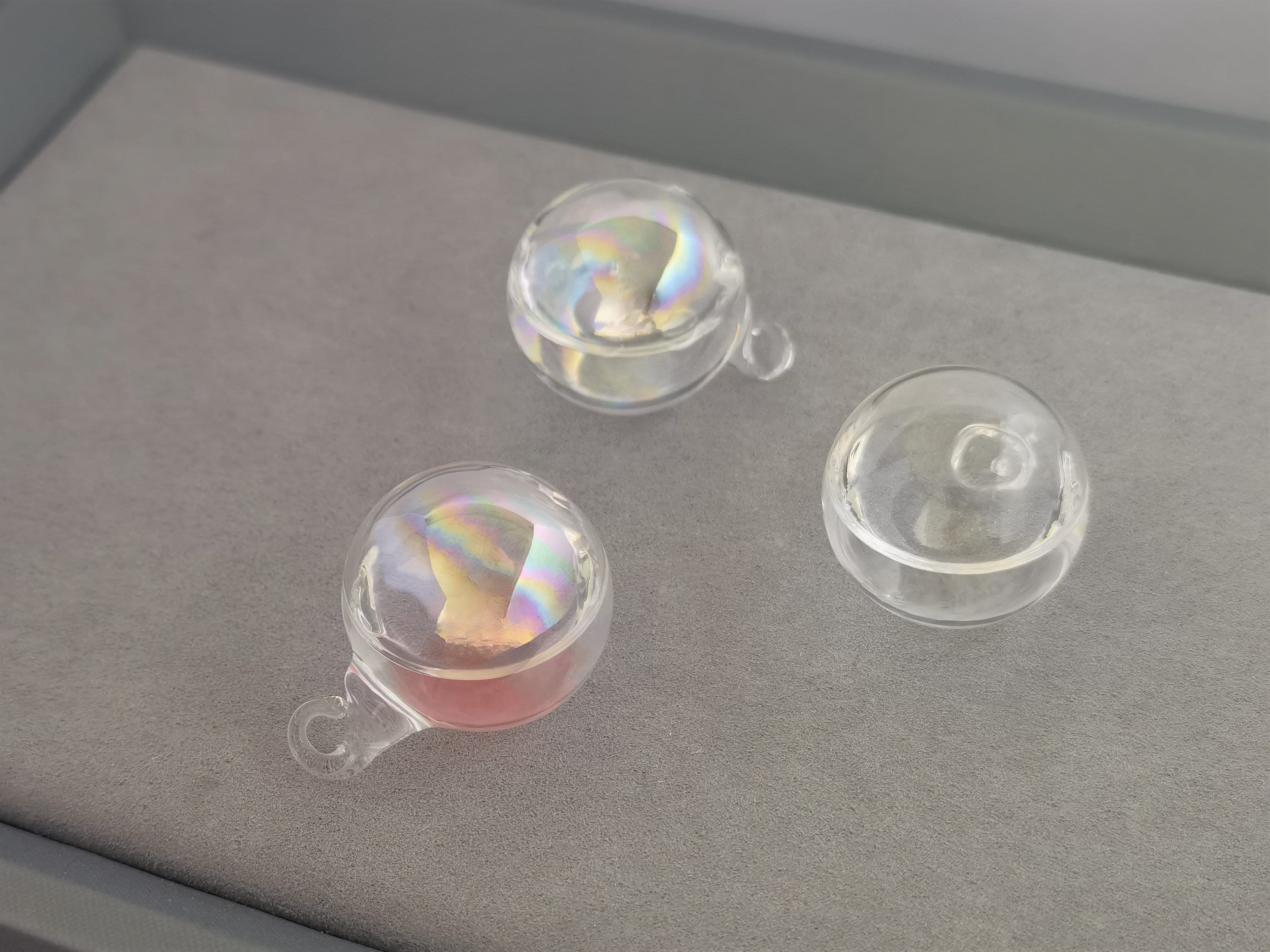 2pcs Large Glass Ball Pendant/ Water in Glass Bubble Jewelry Etsy