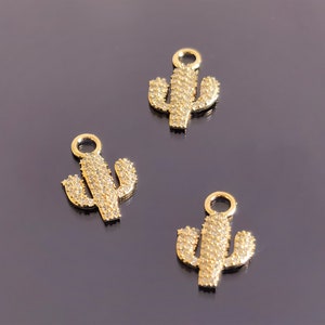 1pc 14k Gold CZ Micro Pave Cactus Charm/ Tropical Zirconia Pave Cactus Dangle Finding Jewelry Necklace Bracelet