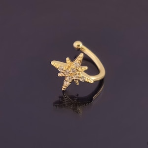 14K Gold Filled Ohrmanschetten Set: Stern, Kreis, Minimalistische Ohrclips
