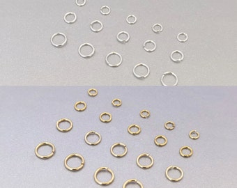50 Stück 14k Gold & Silber offene Biegeringe, Schmuckverbinder