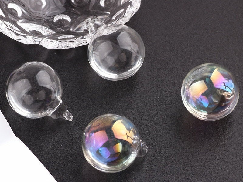 2pcs Large Glass Ball Pendant/ Water in Glass Bubble Jewelry Etsy