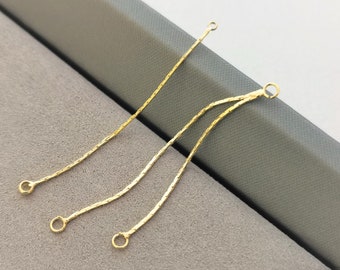 2 piezas de pendientes de cadena de eslabones de oro de 14 k, dijes de borlas dobles de cadena de oro, conectores de alambre para enhebrar pendientes.