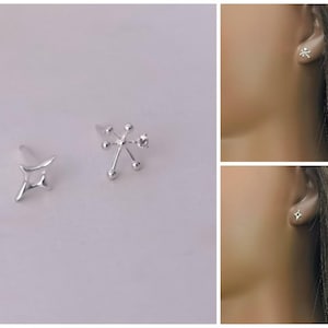 1 pair Mini Twinkle Star Starry 925 Sterling Silver studs Very Tiny Silver Earrings/Tiny Ear studs/ Super Tiny Earrings