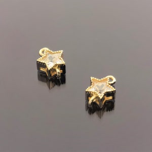 14k Gold Star Earring Connector Charms/ CZ Zircon Twinkle Stars Connecting Links Connector Jewelry supply