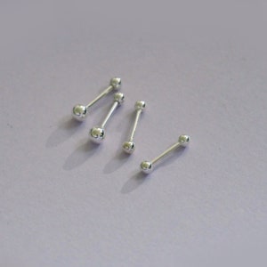 1 par de brincos de prata esterlina 925 com parafuso de esfera dupla face/brincos de prata dupla face com esfera de 3 mm