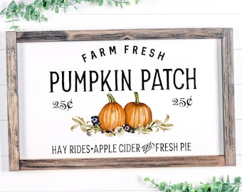 Znak Pumpkin Patch, Znak Farmhouse, Znak Fall, Dekoracja jesienna, Dekoracja jesienna, Sztuka ścienna na jesień, Dekoracja dyni, Znak Pumpkin Patch Farmhouse