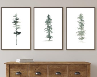 SET of 3 Bundle Pine Tree Watercolor Art Print/ Evergreens PRINTABLE ART/ Set of 3 Wall Art/ Pine Trees Poster/ Wall Art/ Printable Poster