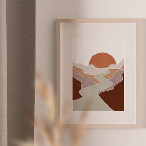 Boho Wall Decor, Mid Century Modern Desert Print, Modern Abstract Wall Art, Mountain Landscape Art, Boho Printable Wall Art