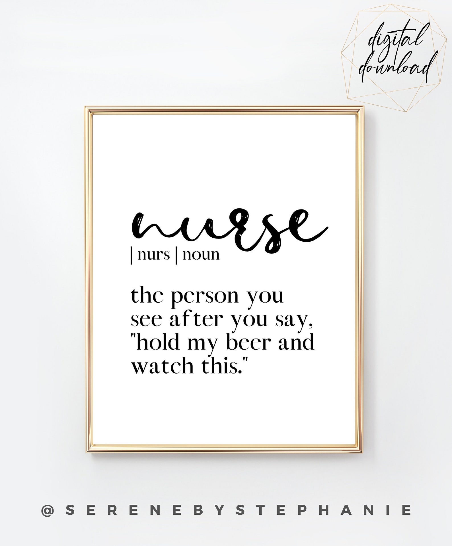 Nurse Definition Wall Art Funny Nurse Gift Printable Nurse Etsy