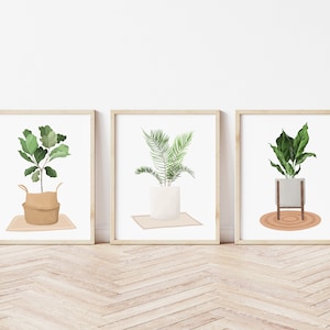 Set of 3 House Plant Art Prints, House Plant Poster, Art Print Bundle, Plant Mom Art, Plant Lover Gift, Plant Lover Wall Art, Plant Poster