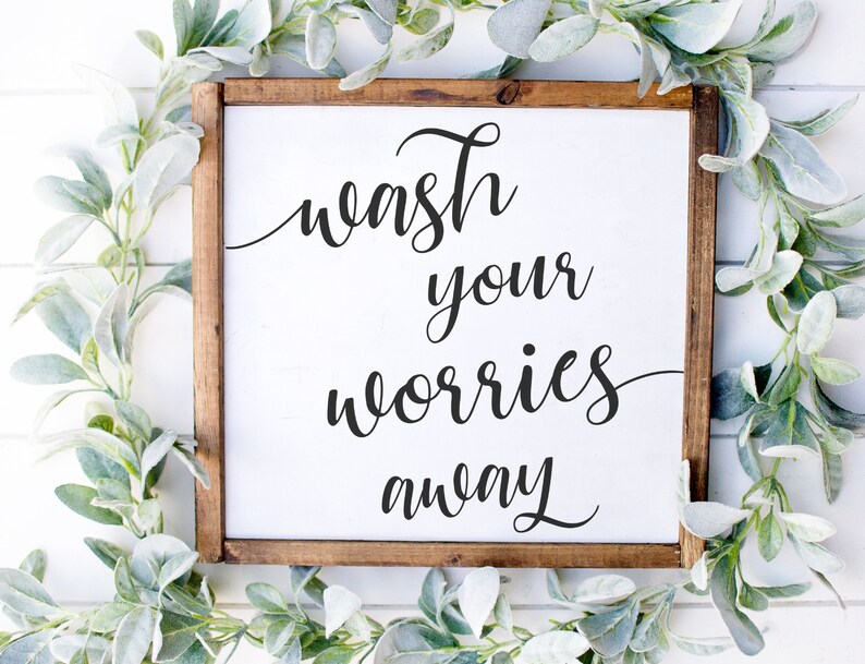 Wash Your Worries Away Bathroom Art, Printable Bathroom Wall Art ...