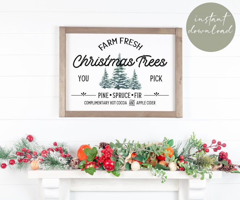 Farm Fresh Christmas Tree Sign Christmas Decor Christmas | Etsy