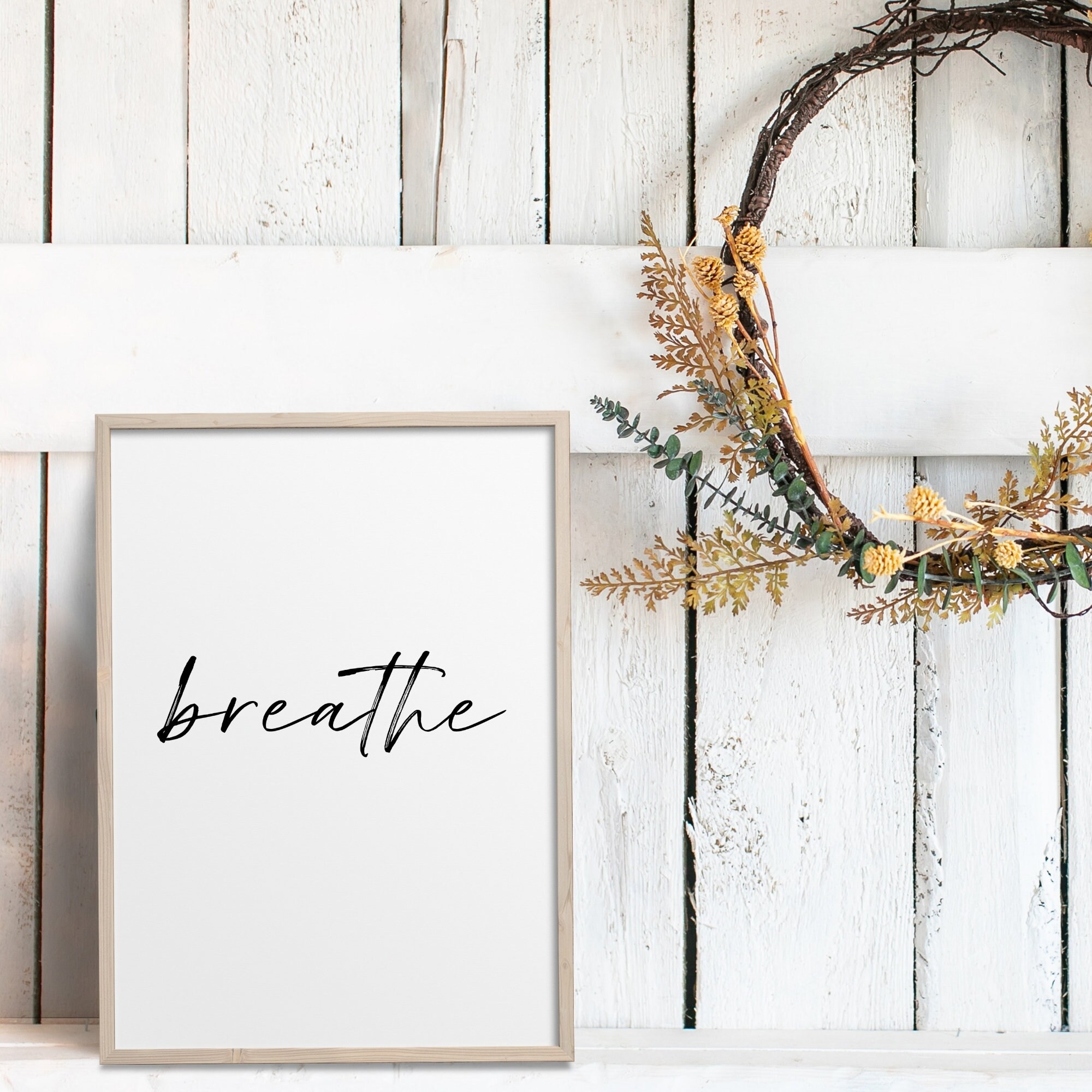 Breathe Printable Wall Art Yoga Wall Decor Office Art Print Etsy