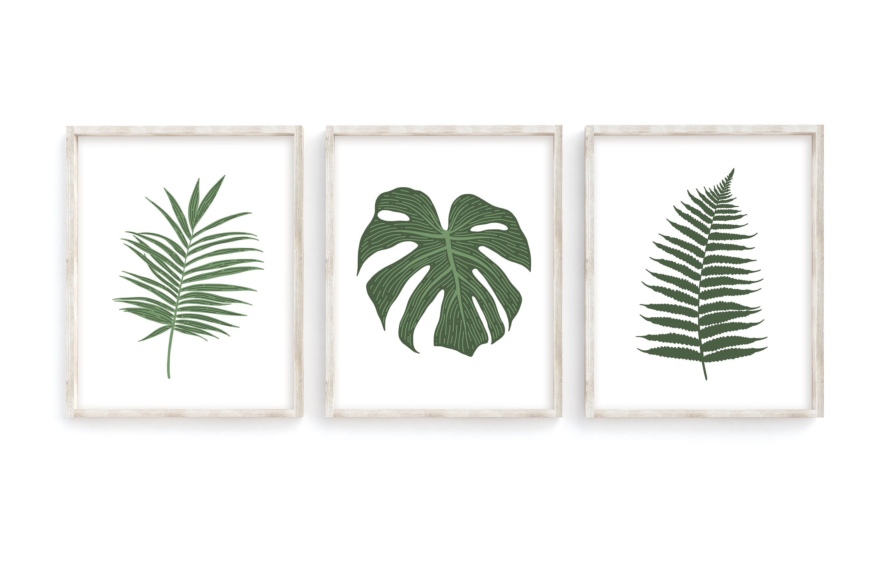 SET OF 3 Tropical Leaf Art Print/ Tropical Digital Download/ Palm Leaf ...