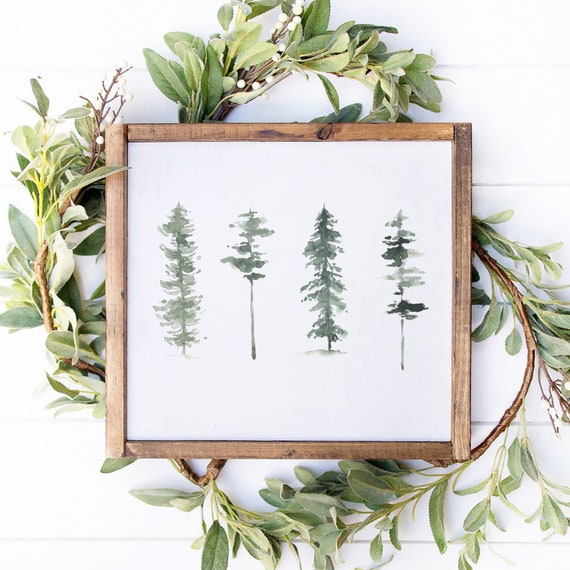 Pine Tree Art Print/ Watercolor Tree Digital Download / Watercolor PRINTABLE ART/ Minimalist Pine Tree Art