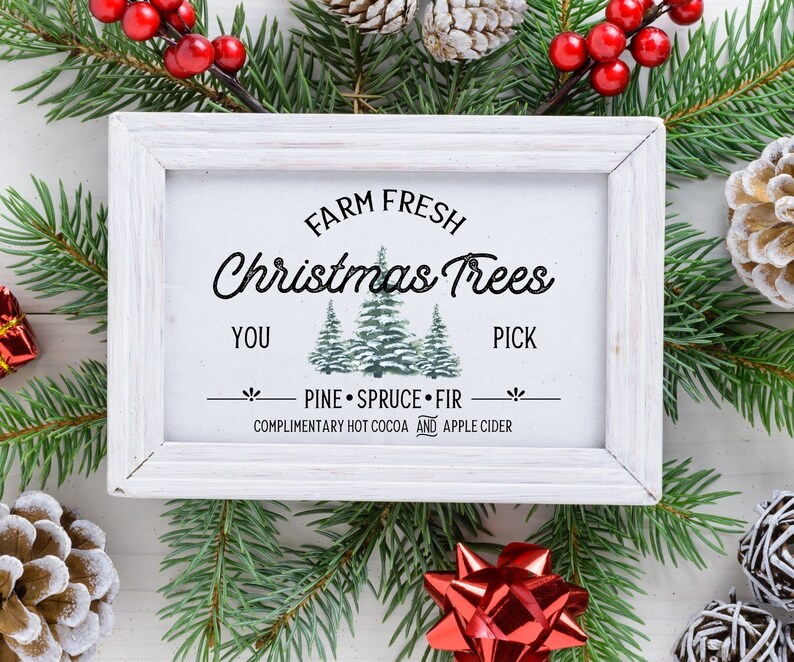 Farm Fresh Christmas Tree Sign Christmas Decor Christmas Etsy