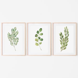 SET OF 3 Botanical Art Prints/ Botanical Leaf Printable Prints/ Set of 3 Wall Art/ Green Art Poster/ Wall Art/ Printable Poster