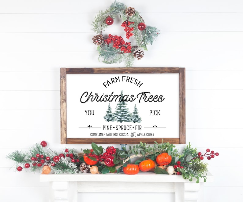 Farm Fresh Christmas Tree Sign Christmas Decor Christmas image 0