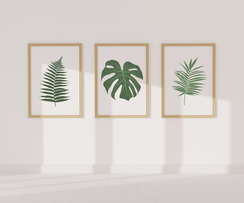 SET OF 3 Tropical Leaf Art Print/ Tropical Digital Download/ Palm Leaf ...