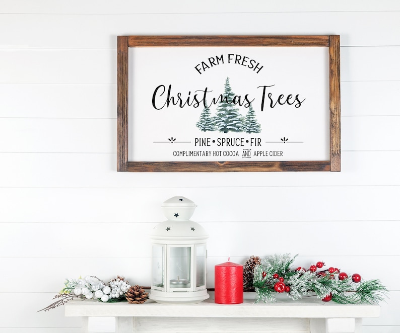 Farm Fresh Christmas Tree Sign Christmas Decor Christmas Etsy