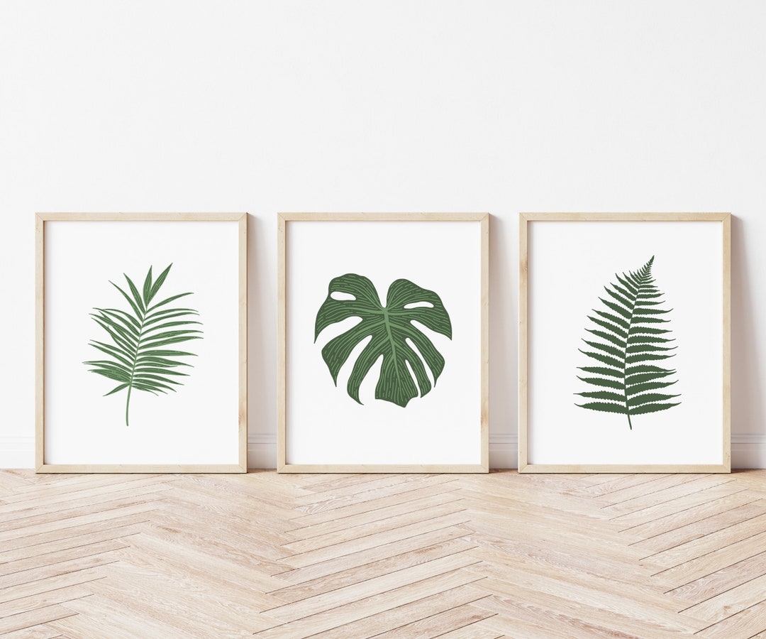SET OF 3 Tropical Leaf Art Print/ Tropical Digital Download/ Palm Leaf ...