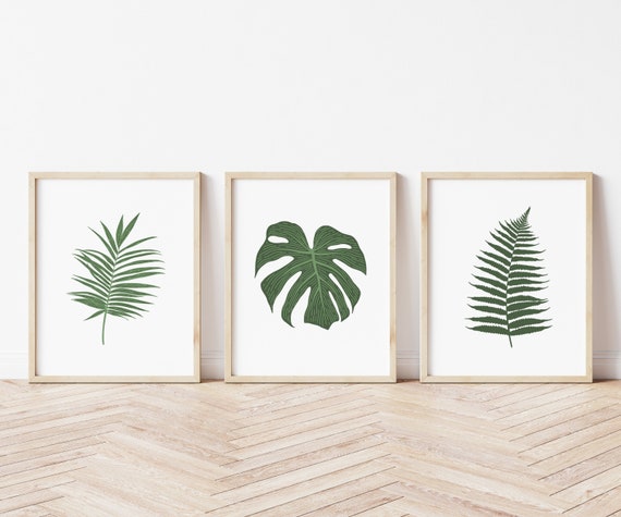 SET OF 3 Tropical Leaf Art Print/ Tropical Digital Download/ | Etsy