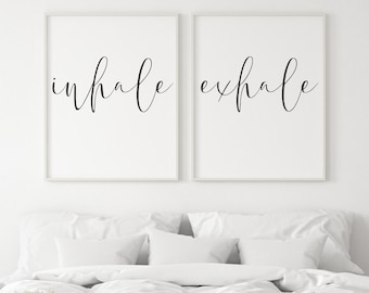 Inhale Exhale, Art Print Duo, Printable Art, Simple Quote Art Prints, Gifts For Her, Inhale Exhale Poster, Inhale Exhale Digital Download