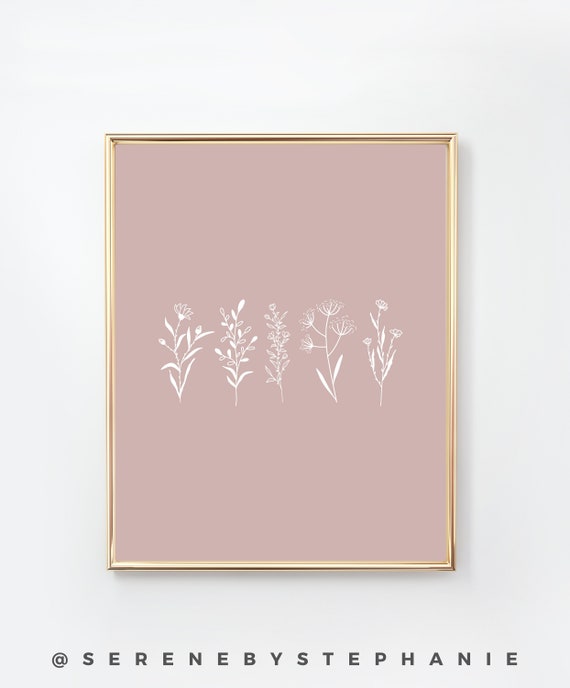 Floral Pink Art Print/ Minimalist Floral Art Digital Download/Wall Art/ Printable Poster/
