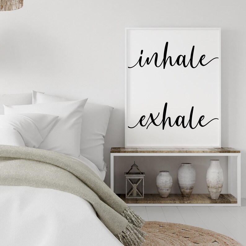 Inhale Exhale Printable Wall Art Yoga Wall Art Inhale Etsy