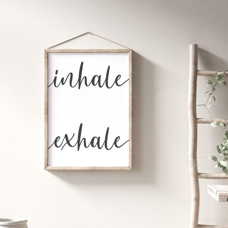 Inhale Exhale Wall Decor Bedroom Printable Wall Art Yoga Etsy.de