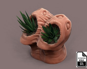 horror  flower pot 2 heads / or cup for pencils / STL FOR PRINTER 3D