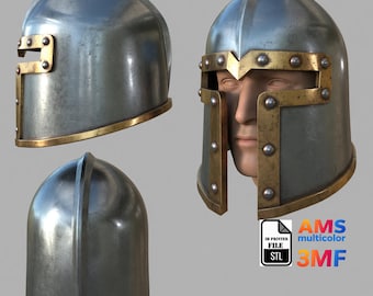 Medieval Soldier Helmet #2 Wearable STL and 3MF File for 3D Printing