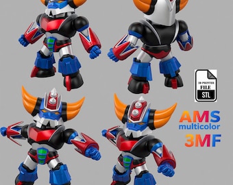 chibi goldorak -Grendizer-2 Poses-STL + 3MF Multicolor 3d print