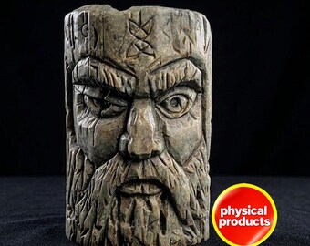 Hand-Painted Resin Odin Idol Statue, Viking Rune Sculpture, Norse Totem, Pagan Decor & Altar Figurine