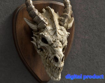 Dragon Skull Wall Trophy – STL File for 3D Printing