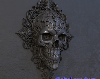 Skull wall art, Gothic Wall Decor-stl-3dprint