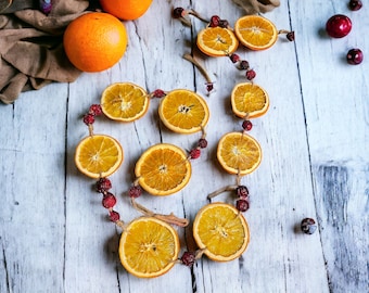 Holiday Garland of dried orange slices and cranberries