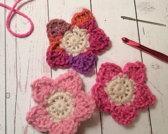 Crochet PATTERN: Modern Granny Flower - Applique Floral Motif Digital DIY