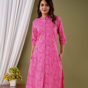 Long kurta princess cut, aline kurta with folded sleeves and pockets image 1