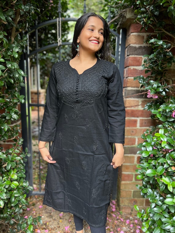 Discover 126+ black cotton kurti online super hot