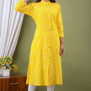 Long kurta princess cut, aline kurta with folded sleeves and pockets image 2