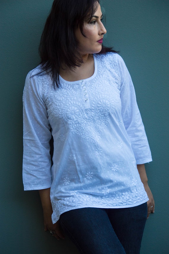 White short hotsell kurta for ladies