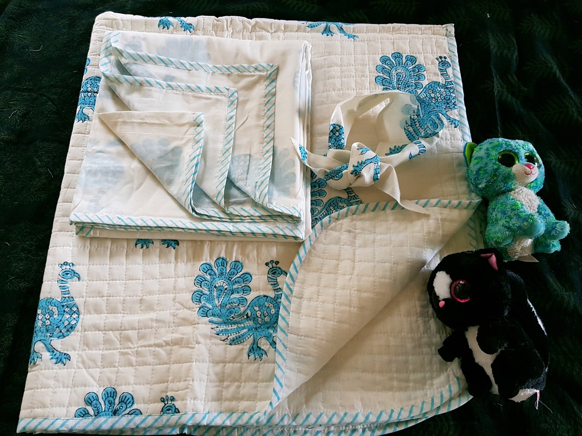 Cotton Quilted Baby Blanket Block Print Dohar Swaddle and a Etsy