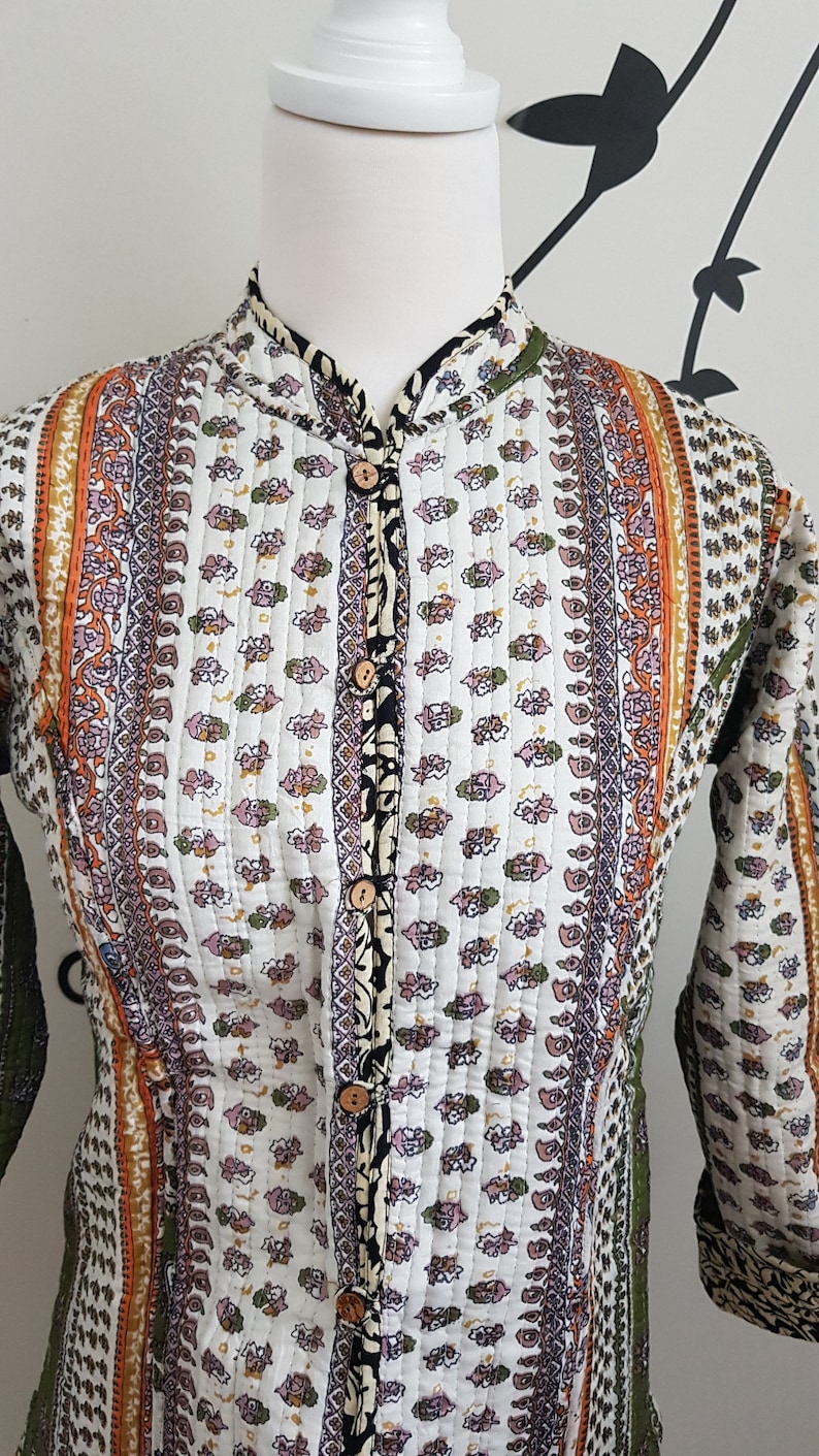 Black jacket M reversable jacket 40 Cotton Quilted Mandarin collar Jacket Soft Indian cotton