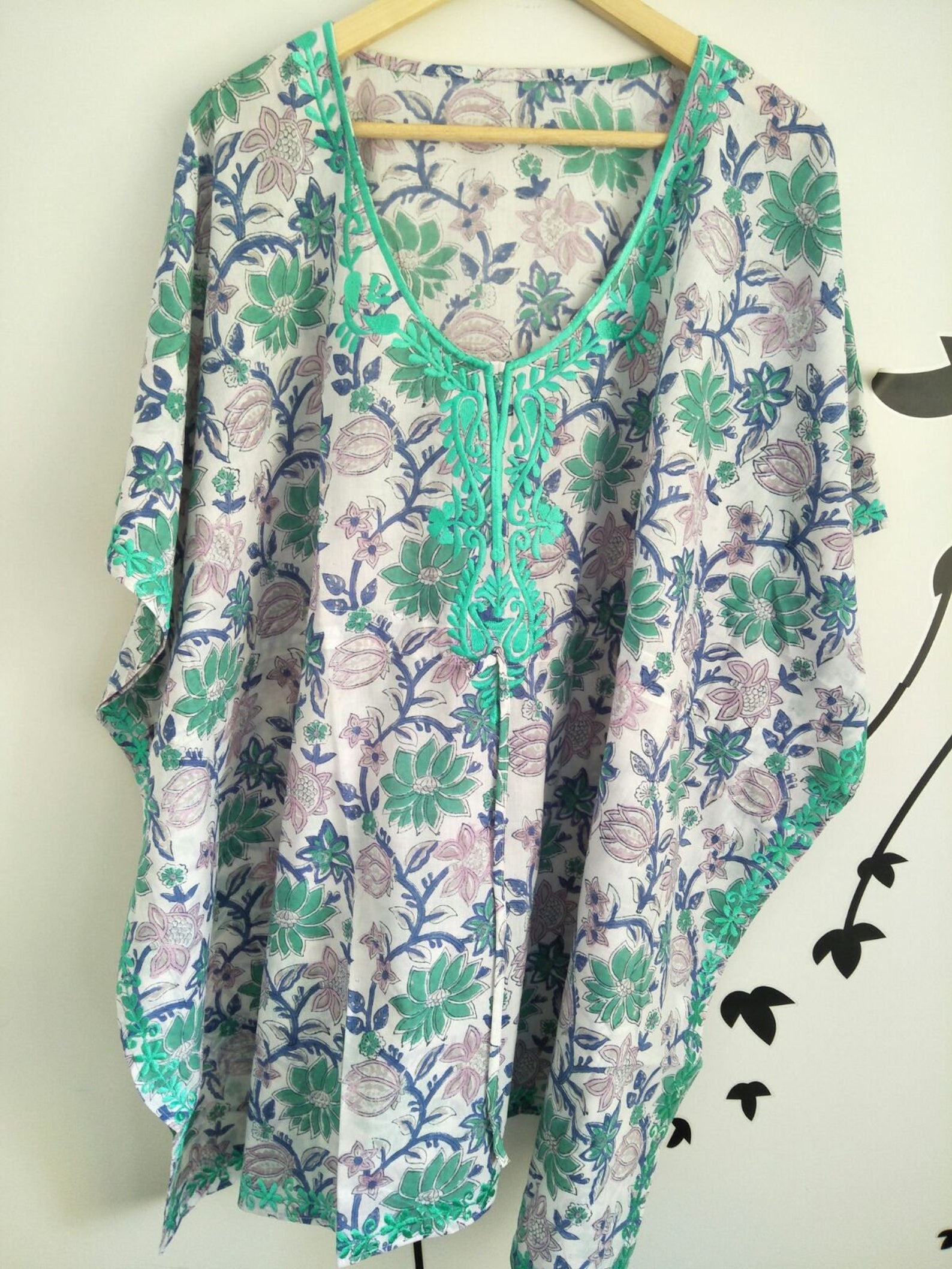 Unique Short Kaftan Hand Block Print Indian Cotton Voile Etsy