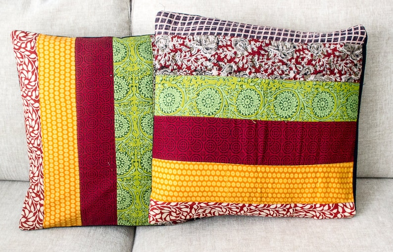 Decorative patch work Pillow Pair of patchwork pillow,hand block print,Decorative Pillow,Throw Indian Pillow Cover,Sofa Pillow,Couch Pillow