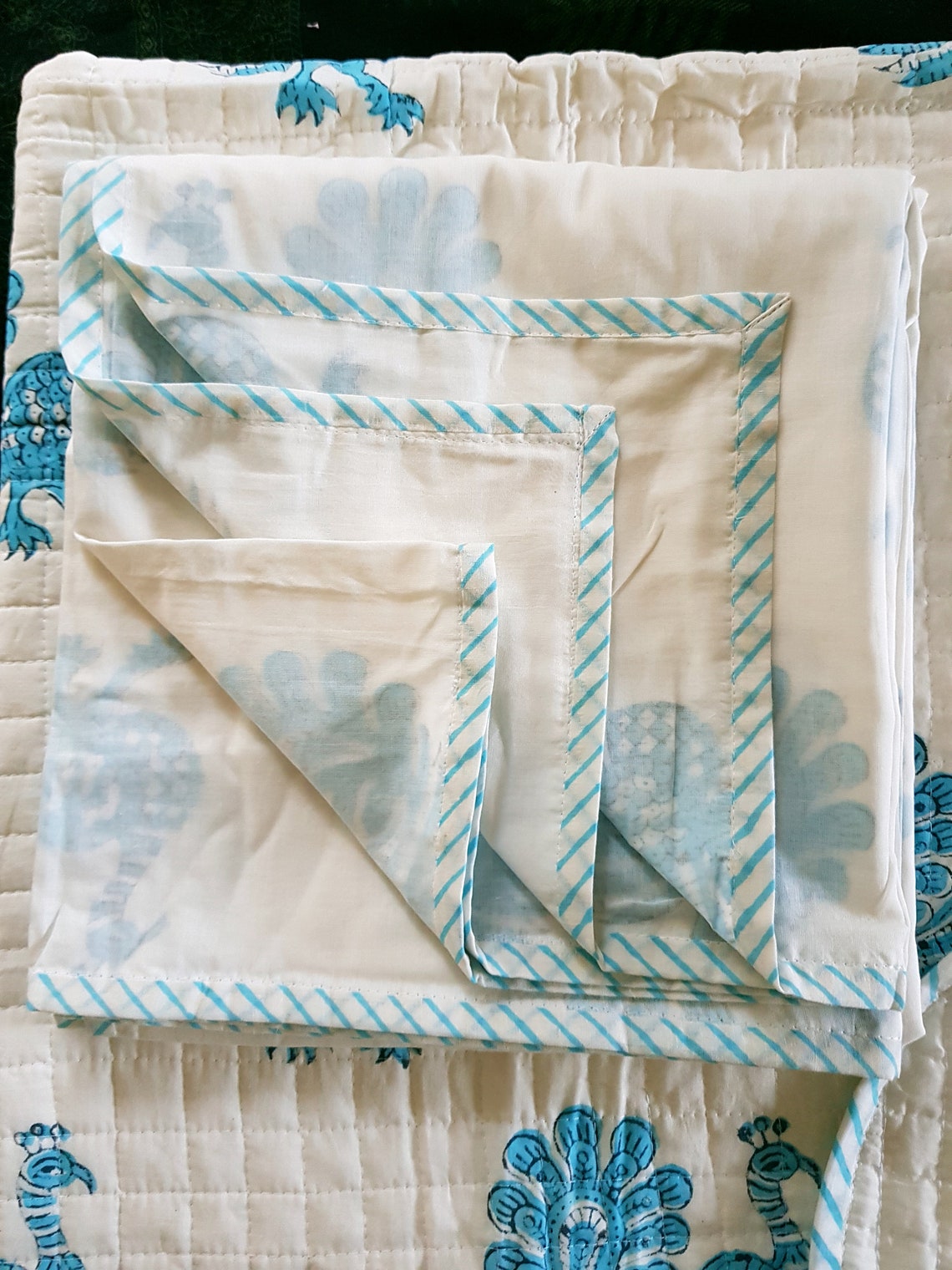 Cotton quilted baby blanket block print dohar swaddle and a Etsy