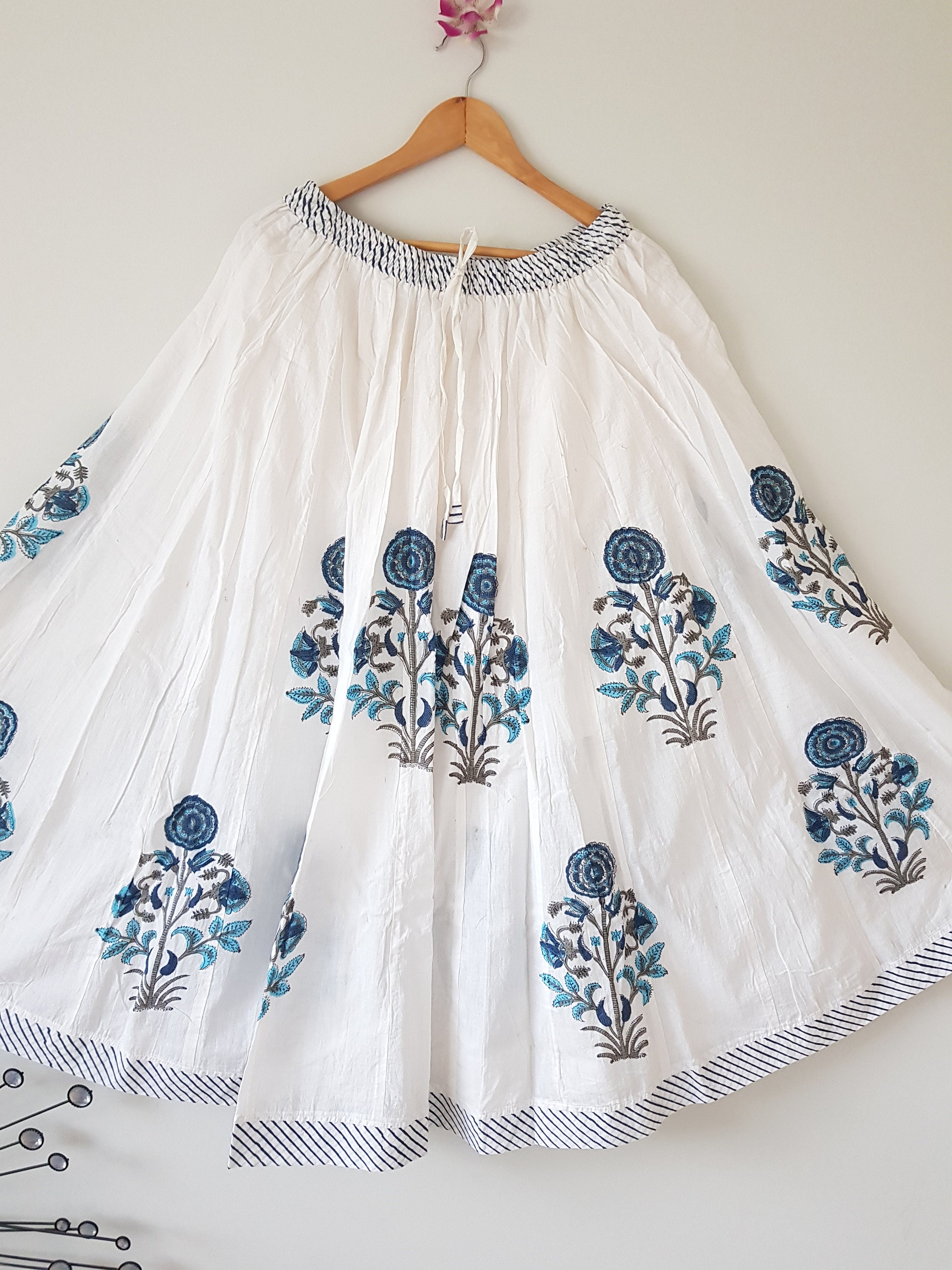 Gypsy Style Gathered Jaipur Cotton Skirt Indian Hand Block | Etsy